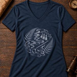 Patupaiarehe Mist Women's V-Neck Tee — heather navy