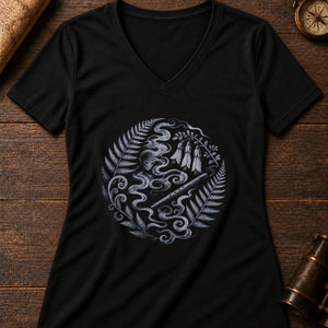Patupaiarehe Mist Women's V-Neck Tee — solid black blend