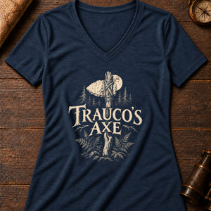 The Trauco's Axe Women's V-Neck Tee — heather navy