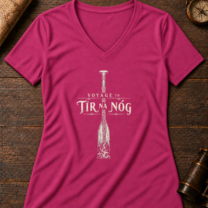 Tír na nÓg Oar Women's V-Neck Tee — berry