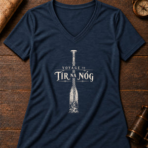 Tír na nÓg Oar Women's V-Neck Tee — heather navy