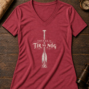 Tír na nÓg Oar Women's V-Neck Tee — heather red