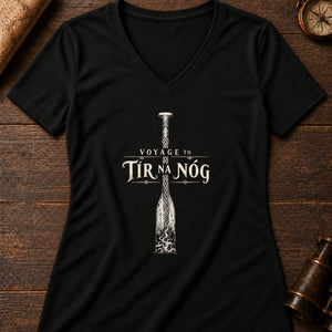 Tír na nÓg Oar Women's V-Neck Tee — solid black blend