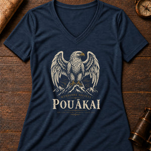 Pouākai Sky Women's V-Neck Tee — heather navy