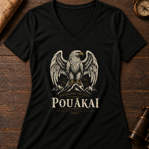 Pouākai Sky Women's V-Neck Tee — solid black blend