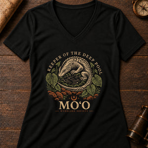 Moʻo Pool Women's V-Neck Tee — solid black blend