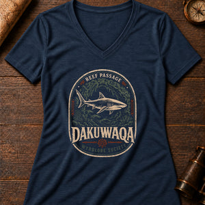 Dakuwaqa Reef Women's V-Neck Tee — heather navy