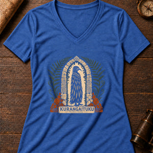 Kurangaituku Gate Women's V-Neck Tee — heather true royal