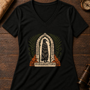 Kurangaituku Gate Women's V-Neck Tee — solid black blend