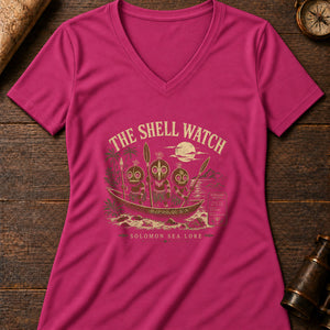 Shell Watch Women's V-Neck Tee — berry