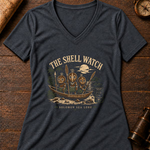 Shell Watch Women's V-Neck Tee — dark grey heather