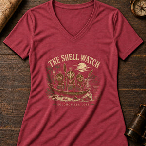 Shell Watch Women's V-Neck Tee — heather red