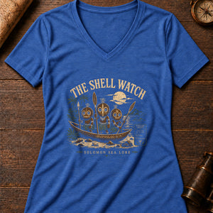 Shell Watch Women's V-Neck Tee — heather true royal