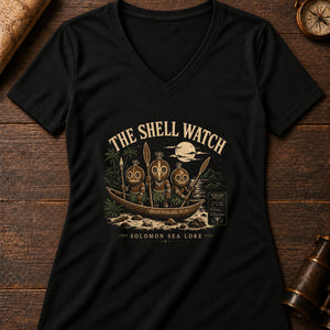Shell Watch Women's V-Neck Tee — solid black blend