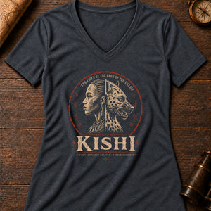 Kishi Two-Face Women's V-Neck Tee — dark grey heather