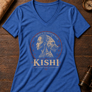 Kishi Two-Face Women's V-Neck Tee — heather true royal