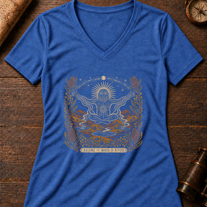 Baiame Sky Father Women's V-Neck Tee — heather true royal