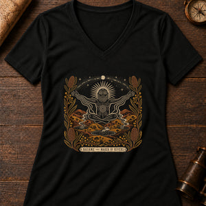 Baiame Sky Father Women's V-Neck Tee — solid black blend