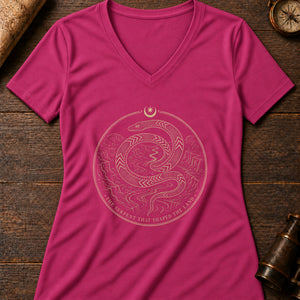Rainbow Serpent Coil Women's V-Neck Tee — berry
