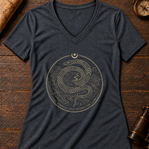 Rainbow Serpent Coil Women's V-Neck Tee — dark grey heather