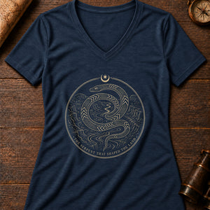 Rainbow Serpent Coil Women's V-Neck Tee — heather navy