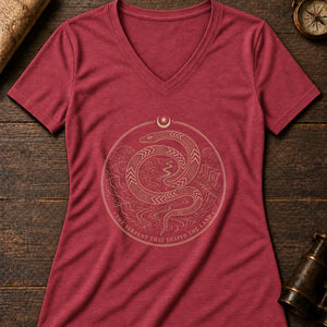 Rainbow Serpent Coil Women's V-Neck Tee — heather red