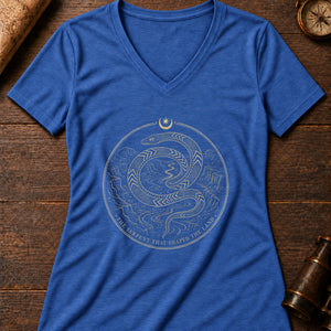 Rainbow Serpent Coil Women's V-Neck Tee — heather true royal