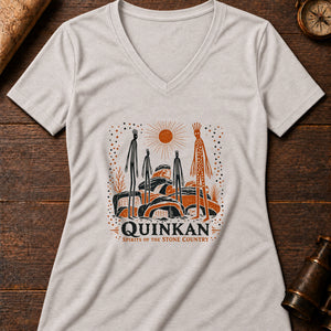 Quinkan Rock Shadows Women's V-Neck Tee — heather dust