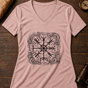 Galdrabók Sea Charm Women's V-Neck Tee — heather peach