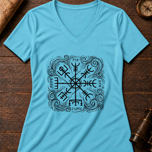 Galdrabók Sea Charm Women's V-Neck Tee — turquoise