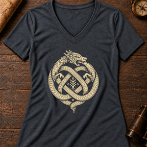 Lindworm Coil Women's V-Neck Tee — dark grey heather