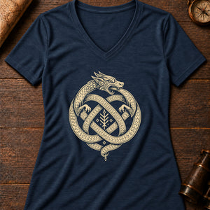 Lindworm Coil Women's V-Neck Tee — heather navy