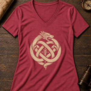 Lindworm Coil Women's V-Neck Tee — heather red