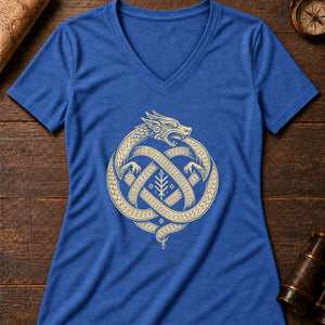 Lindworm Coil Women's V-Neck Tee — heather true royal