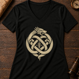 Lindworm Coil Women's V-Neck Tee — solid black blend