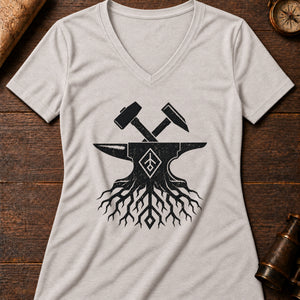 Dvergr Forge Mark Women's V-Neck Tee — heather dust