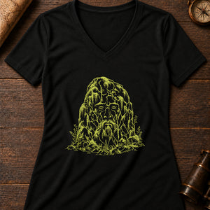 The Hidden Vættir Women's V-Neck Tee — solid black blend