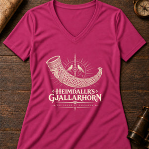 Heimdallr's Horn Women's V-Neck Tee — berry