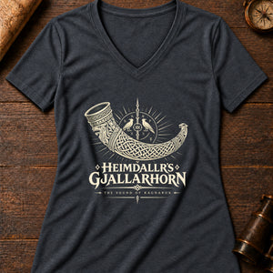 Heimdallr's Horn Women's V-Neck Tee — dark grey heather