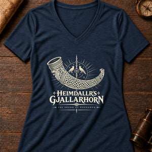 Heimdallr's Horn Women's V-Neck Tee — heather navy