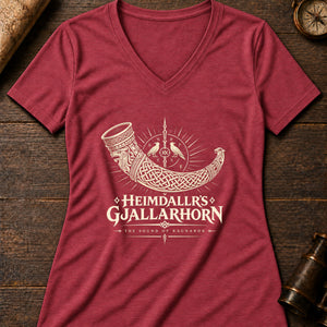 Heimdallr's Horn Women's V-Neck Tee — heather red