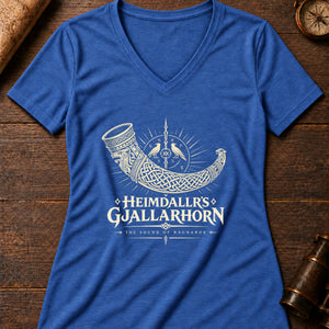 Heimdallr's Horn Women's V-Neck Tee — heather true royal