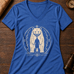 The Fylgja's Form Women's V-Neck Tee — heather true royal