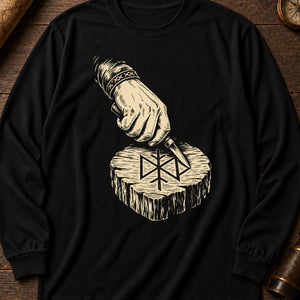 The Rune-Carver's Hand Long Sleeve Shirt — Black