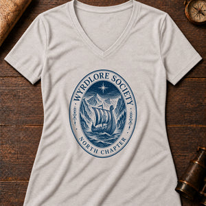 Northern Reaches Badge Women's V-Neck Tee — heather dust