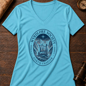 Northern Reaches Badge Women's V-Neck Tee — turquoise