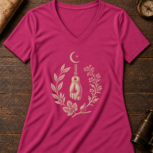 Meiga Moon Charm Women's V-Neck Tee — berry
