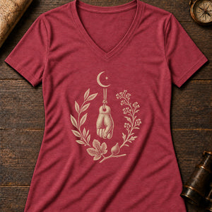 Meiga Moon Charm Women's V-Neck Tee — heather red