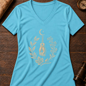 Meiga Moon Charm Women's V-Neck Tee — turquoise