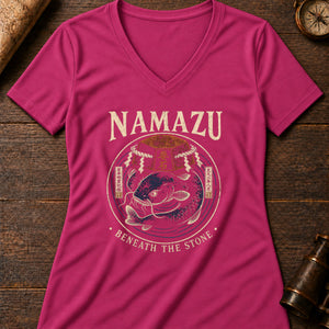Namazu Stone Women's V-Neck Tee — berry